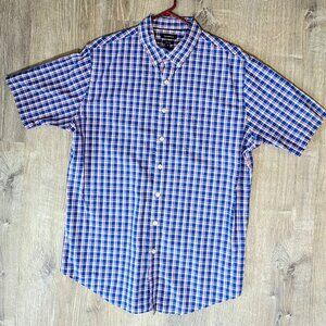 Croft & Barrow Men's Dress Shirt Button Down Short Sleeve size Large Tall plaid